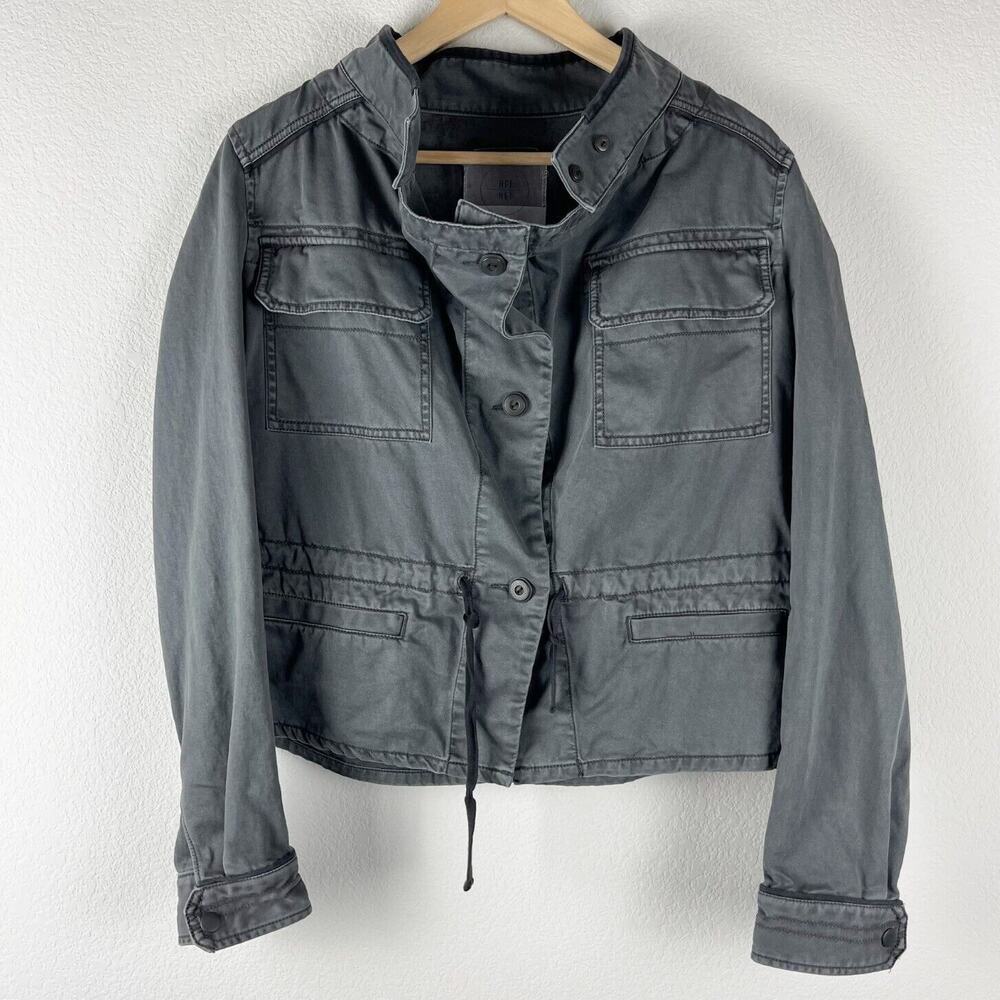 Anthropologie Hei Hei Anorak Jacket Womens Small Gray Drawstring Waist Pockets
